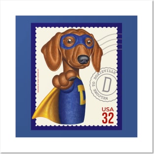 Superhero Dachshund Doxie Dog with mask and cape Posters and Art